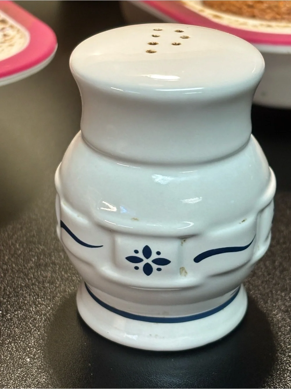 Longaberger Classic White Woven Traditions Salt and Pepper Shakers Set
